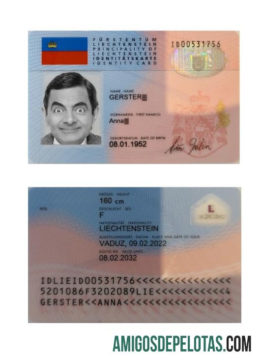 Liechtenstein ID Card amostra